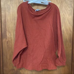 Wilde Waffle Knit Top in Rust, 3X